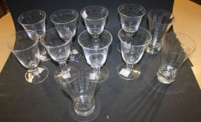 Eleven Clear Drinking Glasses