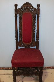 Heavily Carved Walnut Hall Chair