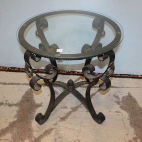 Round Metal Based Lamp Table 4 Glass Top