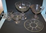 Early glass pieces including punch bowl 9 1/8