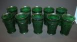 Set of 10 Depression Dark Green Tumblers