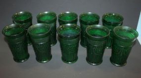 Set of 10 Depression Dark Green Tumblers