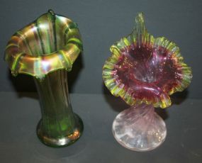 Trumpet glass vase (damaged), Carnival Glass Trumpet Vase 9