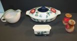 Gail Pittman Covered Casserole, Rectangular Dish, Pottery Pitcher, Salt and Pepper