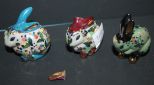 Three Small Lusterware Rabbits (one ear broken)