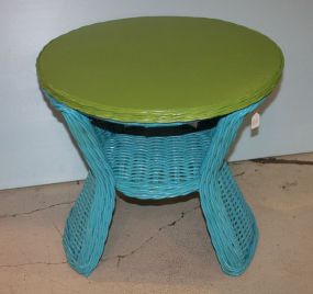 Blue and Green Wicker Table