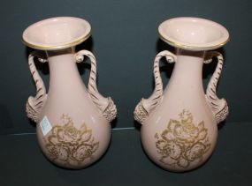 Pair Vintage Pink Vases