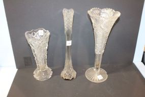 3 Cut Glass Vases