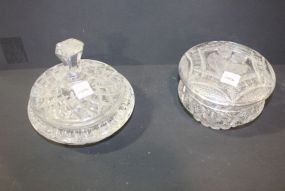 2 Cut Glass Covered Candy Dishes