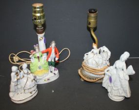 Two Small Vintage Porcelain Lamps and Figurines Two Small Vintage Porcelain Lamps 10