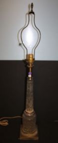 Tall Glass & Brass Table Lamp 36