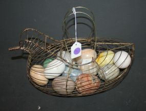 Wire Hen with Twelve Eggs some marble