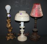Three Vintage Table Lamps, and Shades 13