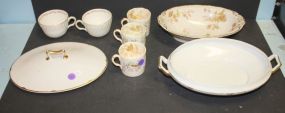 Covered Tureen, Open Vegetable, Three Matching Cups, and Two Cups