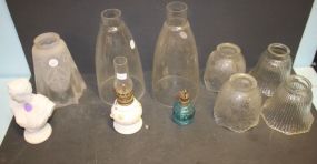 Seven Glass Shades, Bisque Bust, and Mini Oil Lamps shades 6