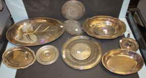 Silverplate Oval Platter, Trays, and Candlestick