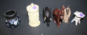 Elephants, Faux Ivory Box, and Oriental Figurine Elephants 4
