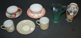 Three Cup & Saucers, Cups, make in Japan, Green Pitcher Cup 5