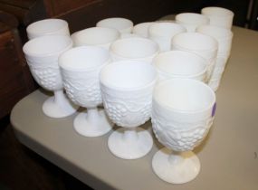 Collection of Glass milk glass cups, glasses, and three plates