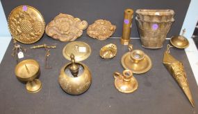 Brass Collection wall sconces (pockets) plaques, and candlesticks.