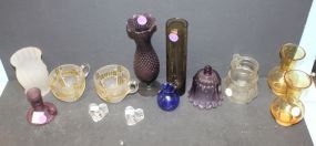 Small Glass Vases, Two Cups, and Candlesticks