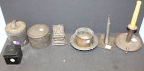 Tin Boxes, Bracket, and Candlestick