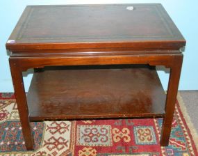 Two Tier Vintage Leather Top Side Table 28