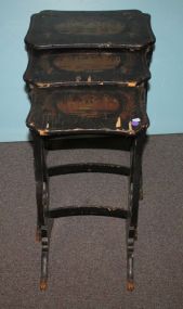 Oriental Black Lacquer Nest of Tables peeling