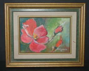 Painting of Flower Signed M Delhommer Cox '84 10