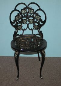 Black Iron Garden Chair with Gold Highlights