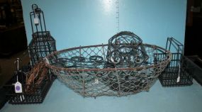 Two Metal Baskets, Wire Condiment or Votive, and Metal Lantern Baskets 9