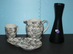 Authur Wood Cup, Tray, Pitcher, and Black Vase Vase 10