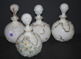 Four Victorian Milk Glass Barber Bottles