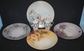 Set of Four Handpainted Plates and Two Prussia Cups plates 8