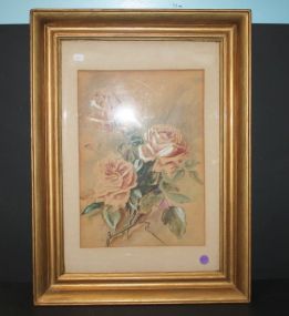 Framed Watercolor of Roses 17