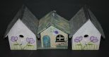 Three Painted Bird Houses