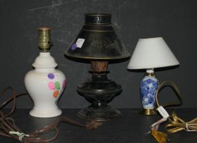 Small Porcelain/Brass Lamp, Black Tin Lamp, and Bulbous Lamp tin lamp 9