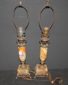 Pair alabaster and Brass Lamps 21