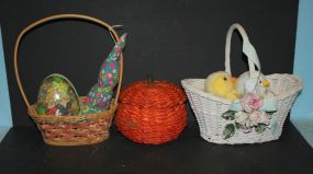 Two Baskets, Bunny, Eggs, and Pumpkin