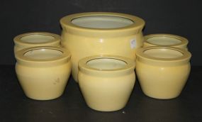 Six Yellow Ceramic Flower Pots 1-9