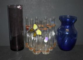 Group of Three Bottle Racks and Two Vase 3 bottles in racks