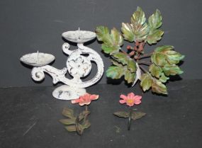 Painted Tin Flower Hooks and Candlesticks 5