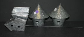 Tin Bird Houses and Two Square Tin Pots 4