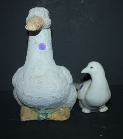 Concrete Duck and Pottery Bird 13