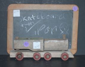 Childs Chalkboard and Wooden Train
