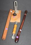 Bottle Capper, 2 Wooden Dowels, and Wire Tool