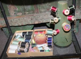 Lot of Sewing Thread threads, threads stand and pin cushion.