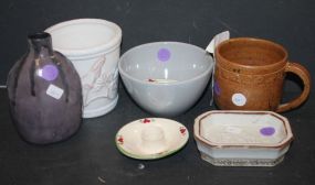 7 pcs Pottery 2 candleholders, bowl, 2 vases, soap holder, mug by Helen Bryant