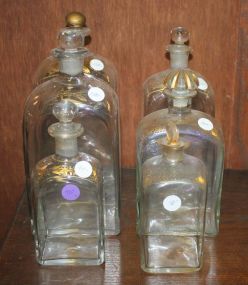Set of Clear and Gold Decanters Decanters