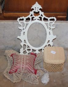 Metal Picture Frame, Pin Cushions, and Mini Basket
